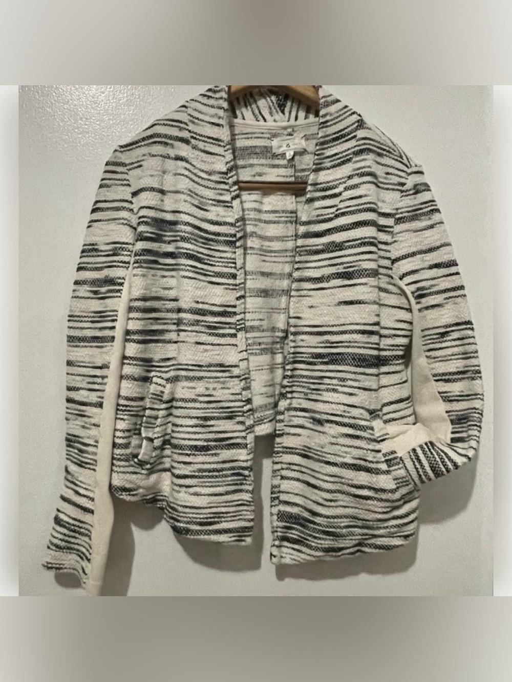 Lou & Grey Space Dye Knit Deconstructed Blazer Open Front Cropped Jacket S